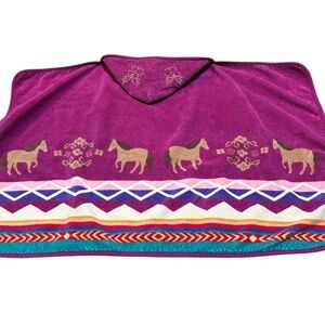 Kids Pendleton Home Collection hooded towel, Southwestern pattern horse motif